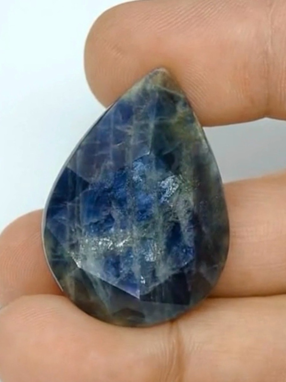 51ct Blue Sapphire‼️ BLUE Yellow Gray loose Pear Pendant necklace - Picture 6 of 16